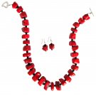 Seeing Red: Coral Onyx Necklace and Earrings Set