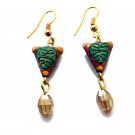 Chinese Shou Earrings in Sunrise Gold