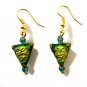 Chinese Shou Earrings in Green Tea