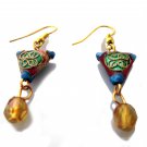 Chinese Shou Earrings in Persimmon Orange