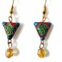 Chinese Shou Earrings in Persimmon Orange