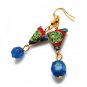 Chinese Shou Earrings in Water Blue