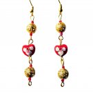 Cloisonné Heart Drop Earrings