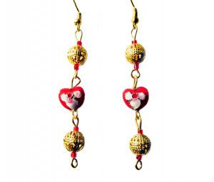 Cloisonn&Atilde;&copy; Heart Drop Earrings