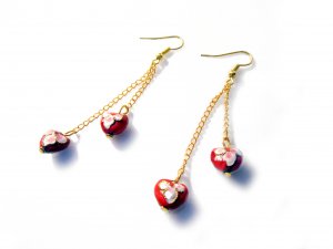 Cloisonn&Atilde;&copy; Double Heart Earrings