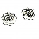 Tuxedo Rose Stud Earrings