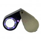 10X Jewelry Diamond Triplet Loupe Magnifier + LED & UV Light 21mm Lens + Leather Case, Free Shipping