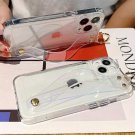 Phone case w/ wrist strap stand Transparent iPhone14 13 Women's silicone
