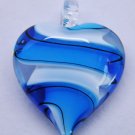 Blue swirl Heart Lampwork Murano Glass Bead Pendant Necklace