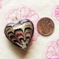 Gold Foil Dust Heart Lampwork Murano Glass Bead Pendant Necklace