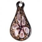 Murano Lampwork Glass Inside Flower Pendant Necklace
