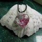 Murano Handmade Lampwork Glass Inner Flower Heart Pendant Necklace
