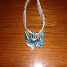 Gold Dust Blue and White Handcrafted Murano Lampwork Glass Pendant Necklace