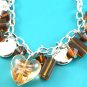Lampwork Glass Crystal Heart Beads Charm Bracelet