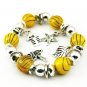 Charm Glass Beads Dangle Stretch Bangle Bracelet