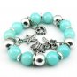 Blue Glass Beads Dangle Stretch Bracelet Bangle
