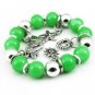 Green Glass Beads Dangle Stretch Bracelet Bangle