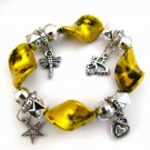 Cool Metel Ornaments Golden Gems Elastic Bracelet