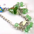Hot Lampwork Glass Bead Green Heart Boot Bracelet