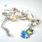Fashion White Lampwork Glass Link Bracelet Bangle