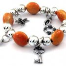 Vogue Oval Glass Bead Silver plate Stretch Dangle