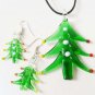 Christmas Tree Murano Lampwork Glass Necklace earring set