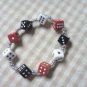Red White & Black Dice Bracelet! Bunco / Bunko / Casino Party Favor Gift!!