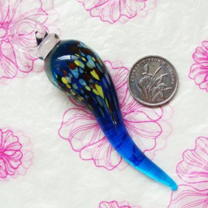 Murano Lampwork Beautiful Blue Chilli Pepper For Good Luck Pendant