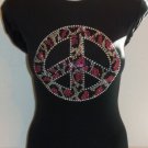 Large Leopard Peace Sign Rhinestone Shirt