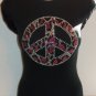 Large Leopard Peace Sign Rhinestone Shirt