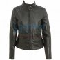 Band Collar Leather Motorcycle Jacket