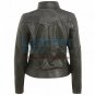 Band Collar Leather Motorcycle Jacket