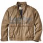 Beige Leather Bomber Jacket