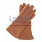 Biege Suede Lamb Shearling Gloves Womens