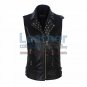 Biker Ladies Leather Studded Collar Vest