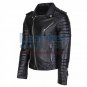 Biker Men Black Quilted Leather Jacket