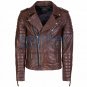 Biker Men Brown Quilted Leather Jacket
