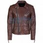 Biker Men Brown Quilted Leather Jacket