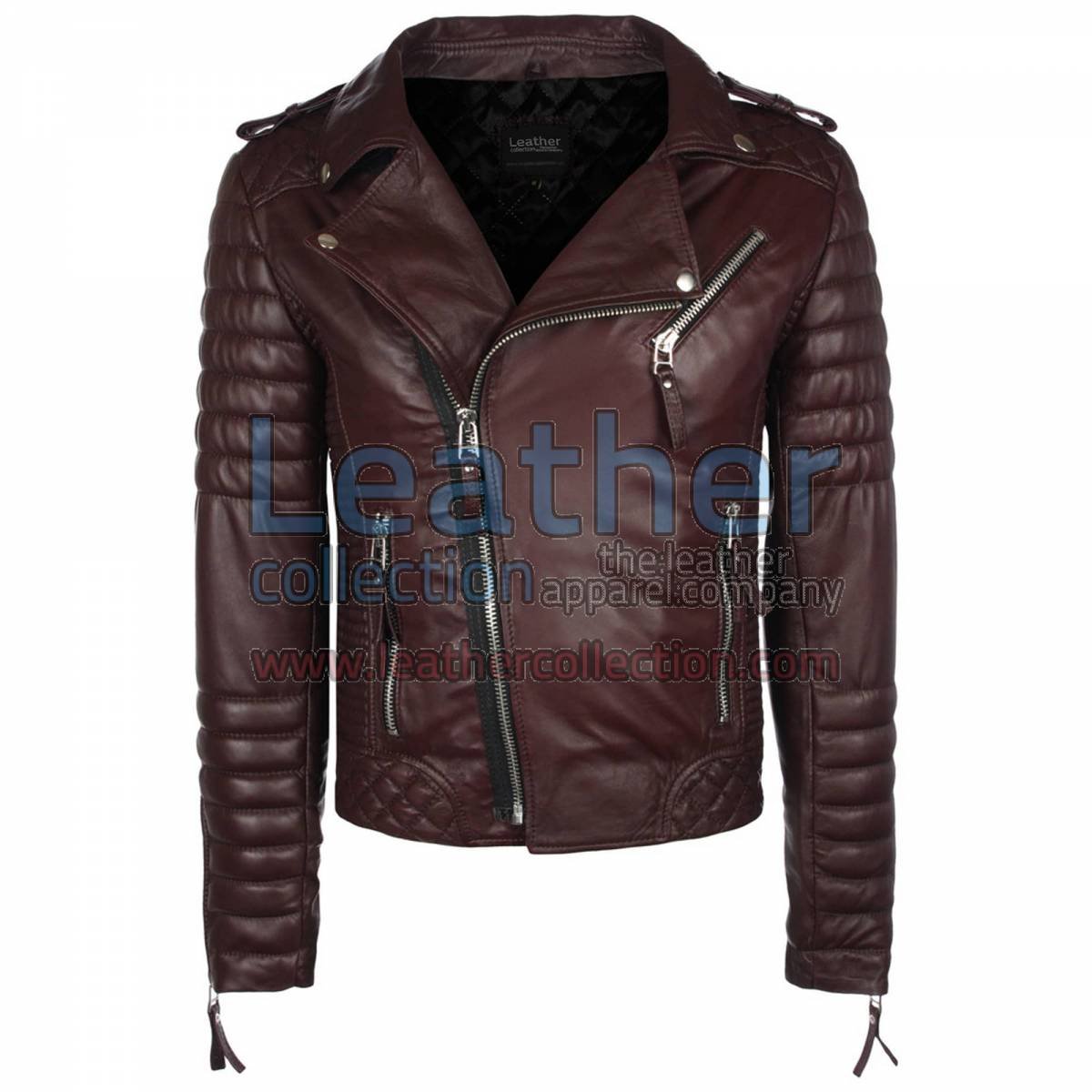 Biker Men Chocolate Brown Quilted Leather Jacket