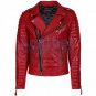 Biker Men Red Quilted Leather Jacket
