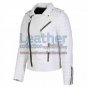 Biker Mens White Quilted Leather Jacket