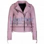 Biker Womens Pink Quilted Leather Jacket