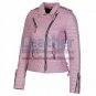 Biker Womens Pink Quilted Leather Jacket