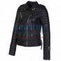 Biker Womens Quilted Leather Jacket Black