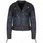 Biker Womens Quilted Leather Jacket Charcoal