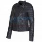 Biker Womens Quilted Leather Jacket Charcoal