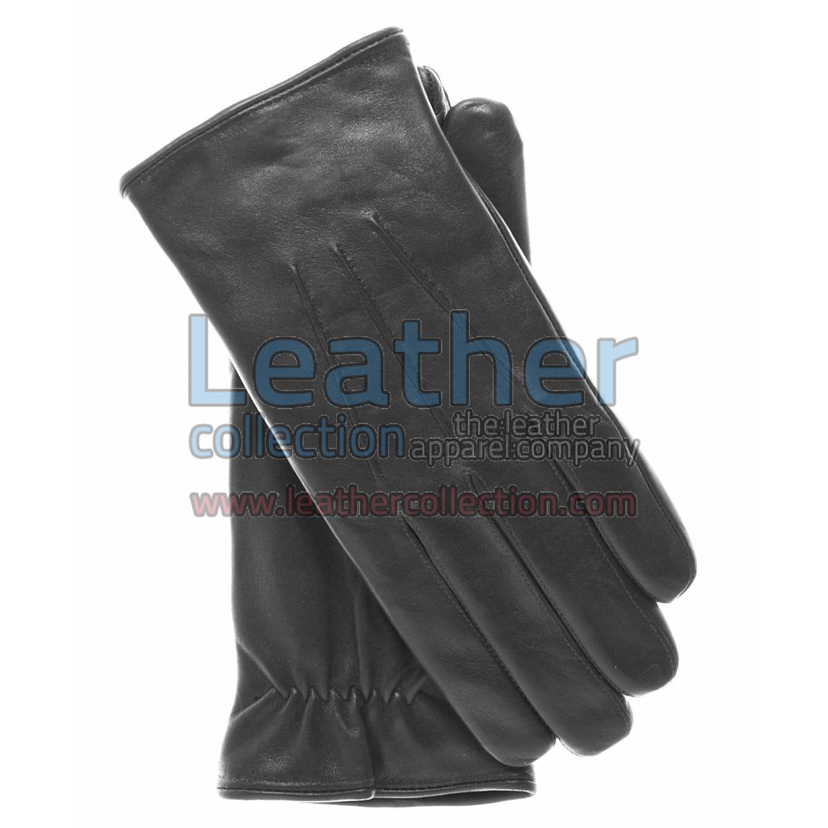 Black Lambskin Winter Leather Gloves