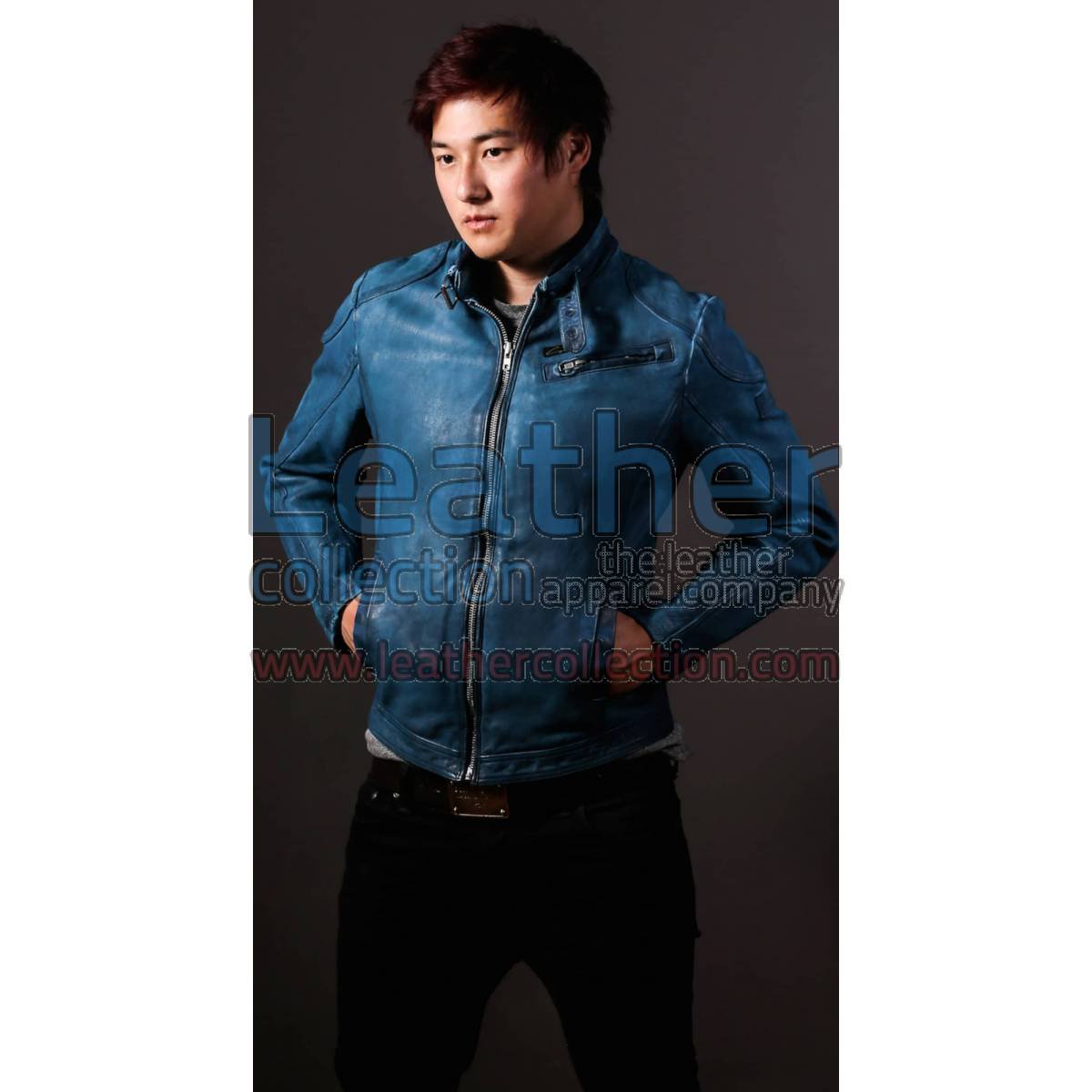 Blue Jazz Leather Jacket For Men