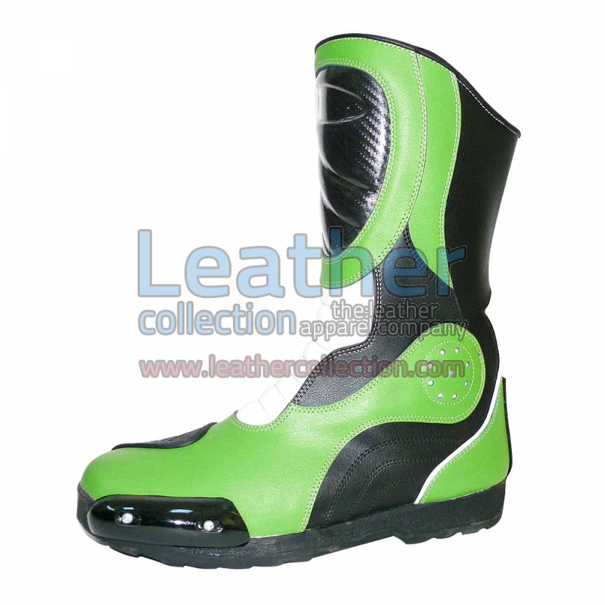 Bravo Green Leather Biker Boots