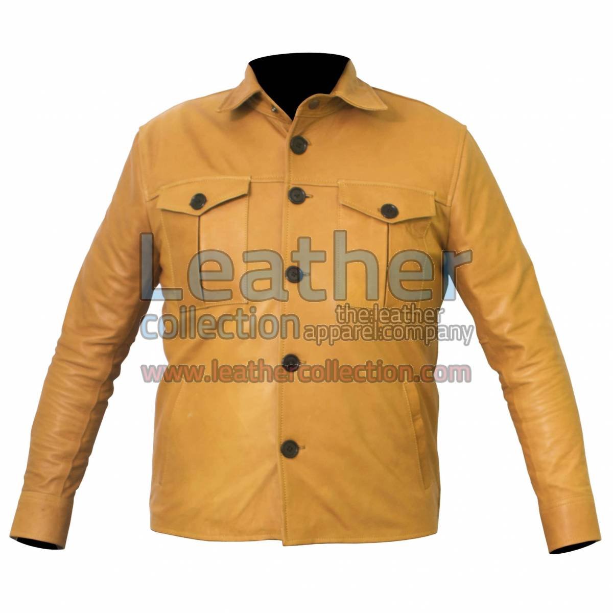 Buttoned Front Lamb Skin Shirt Style Jacket